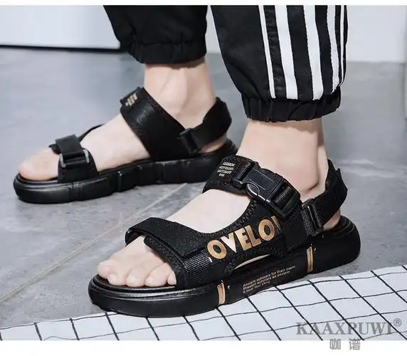 kaaxpuwi品牌2020夏季新款男士开车凉鞋男ins潮休闲室外罗马沙滩鞋
