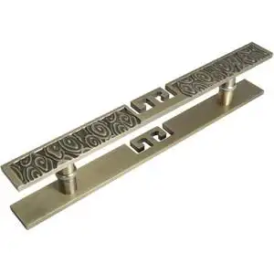 中式大门拉手仿古祥云酒店实木门半圆形古铜门定制黑色玻璃门把手