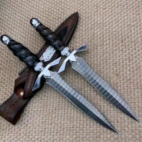 手工制作小短剑匕首直刀,国内大师原创,进口锻造大马士革刃材,搭配