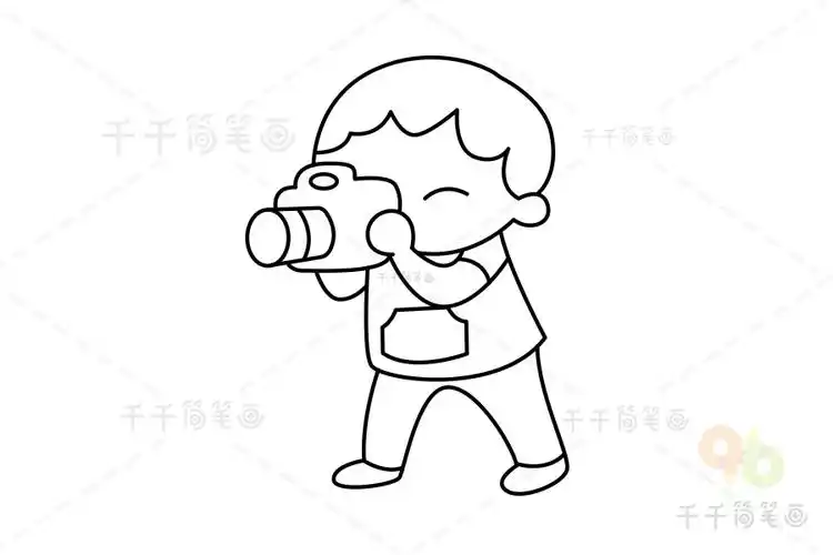 拍照的小男孩简笔画_公主人物视频简笔画