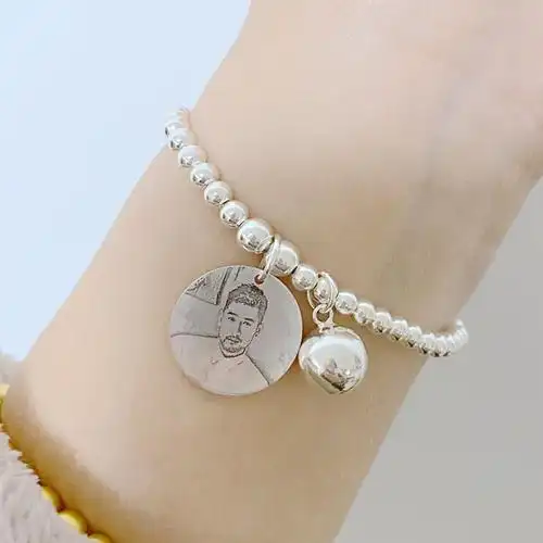 摘星圣手木木鱼原创纪念高以翔照片名字godfrey999纯银的手链定制银牌