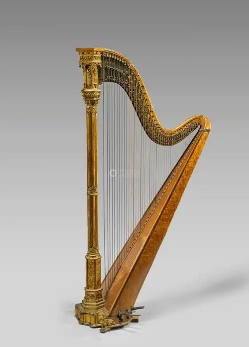 antique french gothic revival style gilt harp