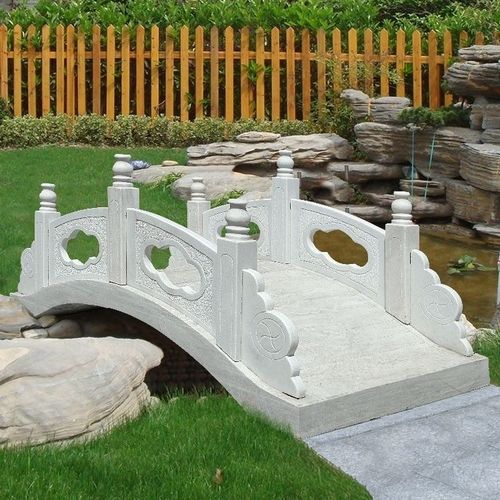 石雕石桥汉白玉石拱桥中式大理石河道栏板庭院别墅小桥景观摆件
