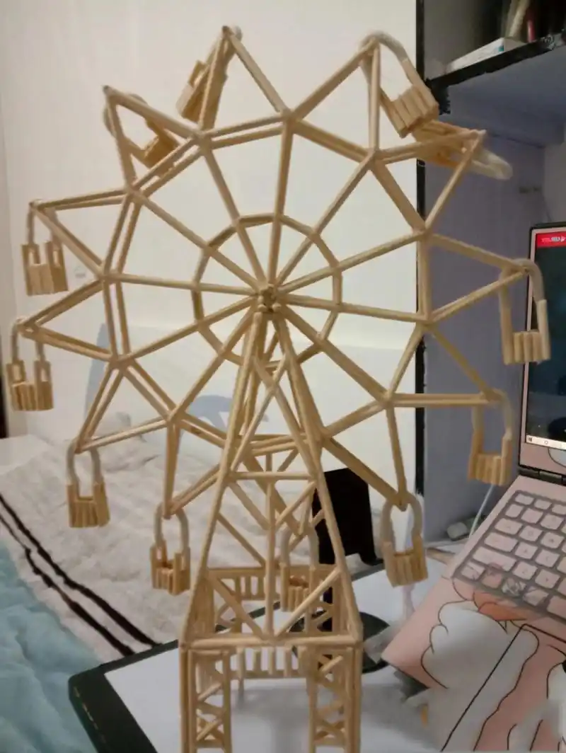 立体构成作业,手工筷子摩天轮