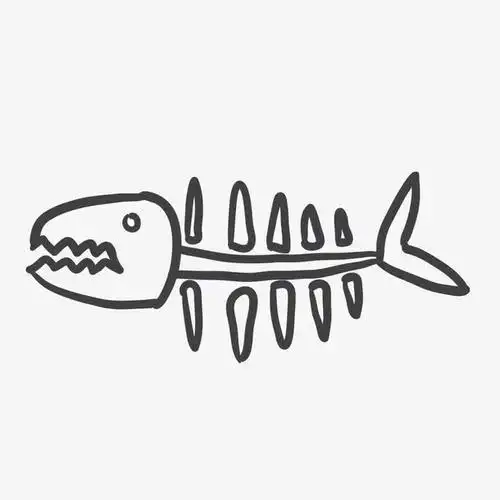 一半鱼骨一半鱼简笔画