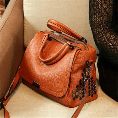 特价牛皮包包女2024新款软皮复古手提包真皮百搭单肩斜挎包包代发