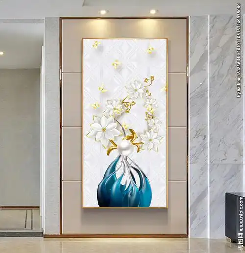 蝴蝶珍珠花卉玄关画设计图__广告设计_广告设计_设计图库_昵图网nipic