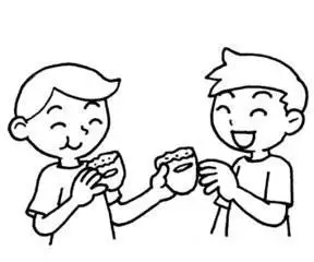 简笔画小朋友分享食物