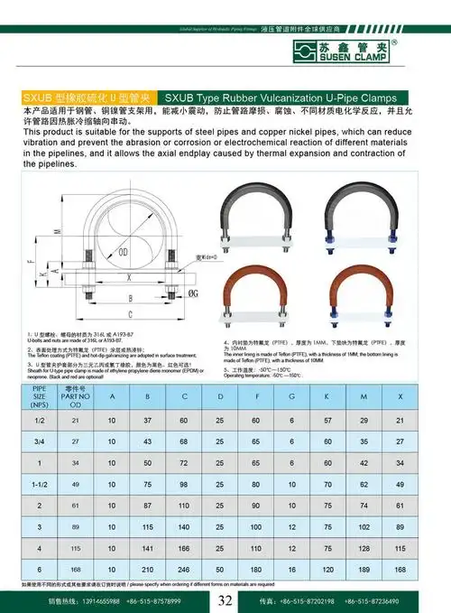 sxub型橡胶硫化u型管夹 船用u型管卡管夹 多种规格固定卡u型管夹