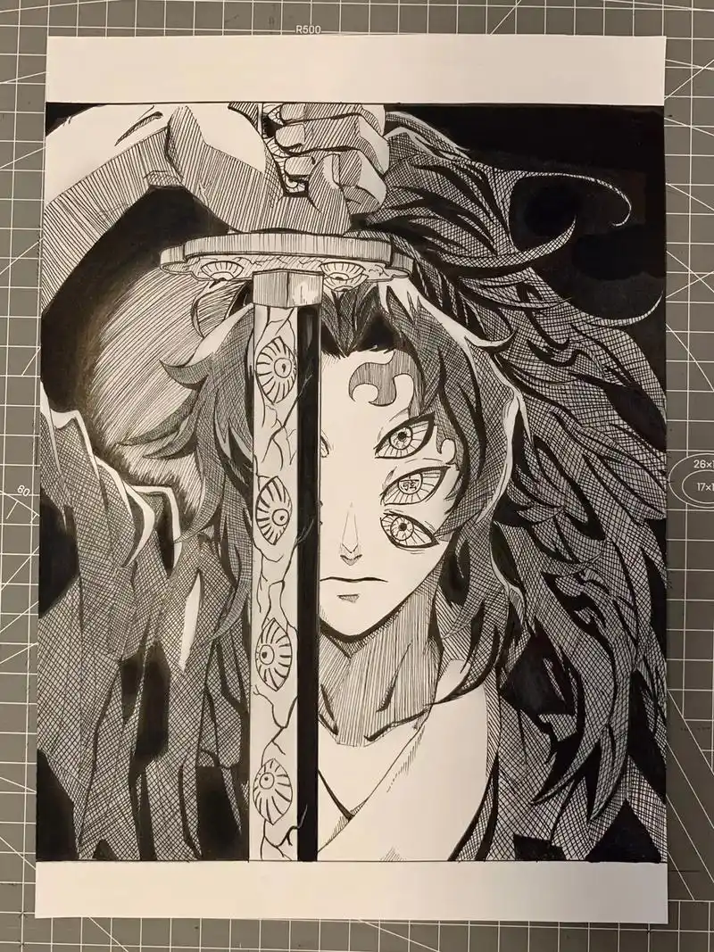 【鬼灭之刃】上弦壹 黑死牟 #绘画过程 #学习手绘 #学习# - 抖音