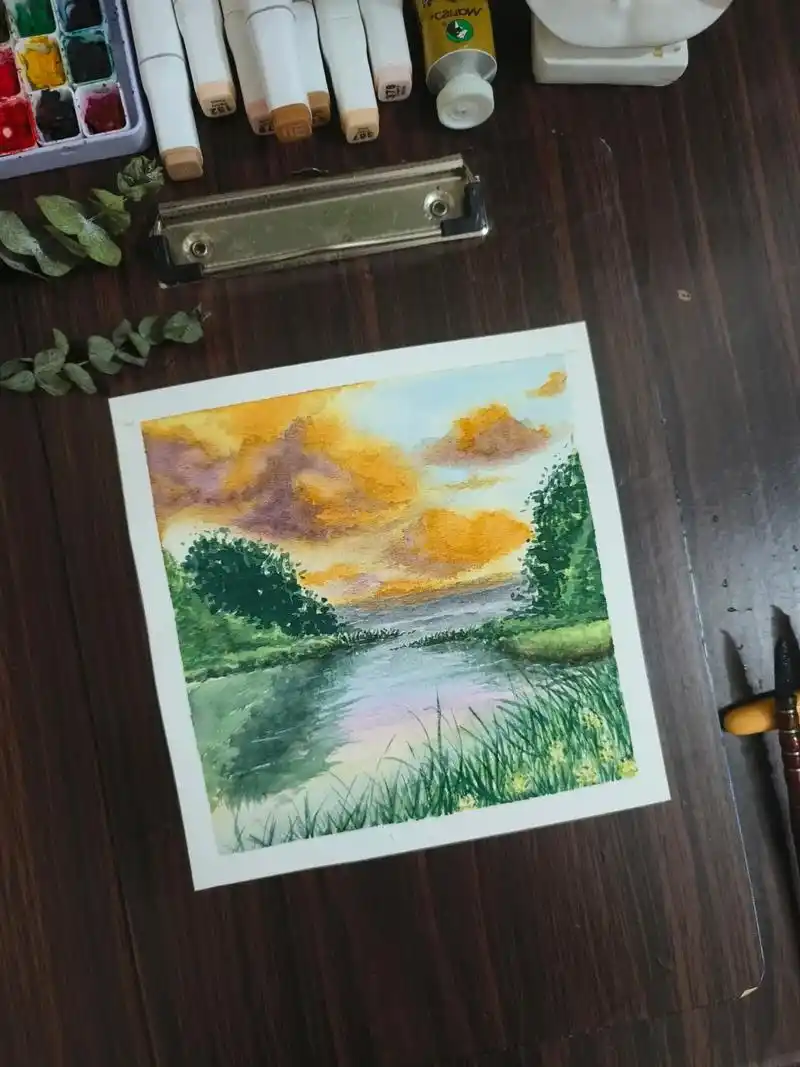 我们站在希望的田野上,向前眺望.#热门 #水彩 #画画 #手 - 抖音