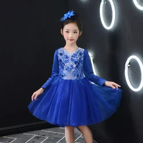 元旦儿童诗歌朗诵演出服装小学生合唱团服女童长袖歌唱比赛表演服