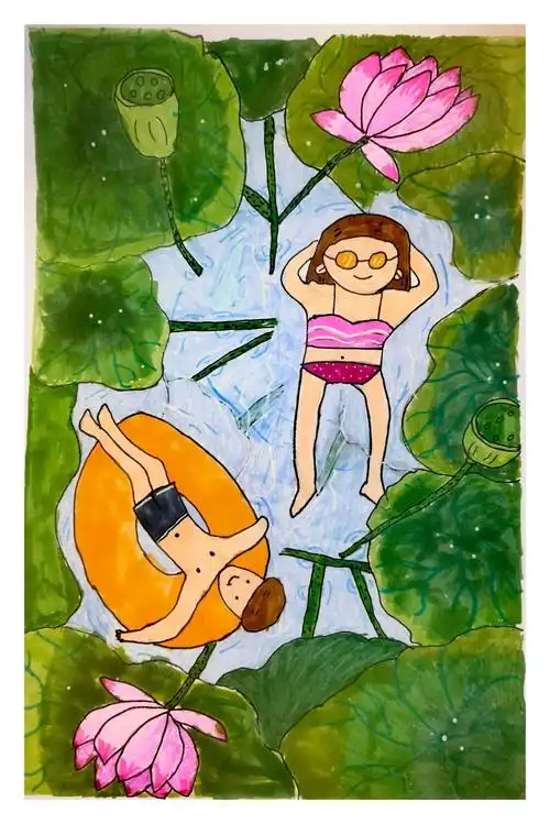 步骤3:《夏日泳池》