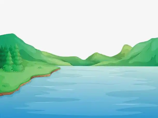 手绘蓝色江面免抠素材免费下载_觅元素51yuansu.com