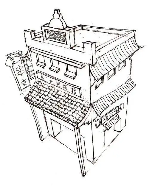 中山路骑楼简笔画