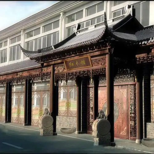 门头 实木中式庭院门楼防腐木火锅店餐饮木质招牌_商城_四川腾祥古建