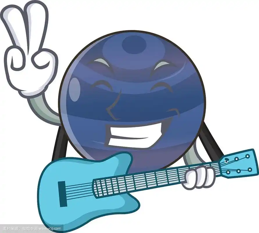 带吉他的海王星上空卡通