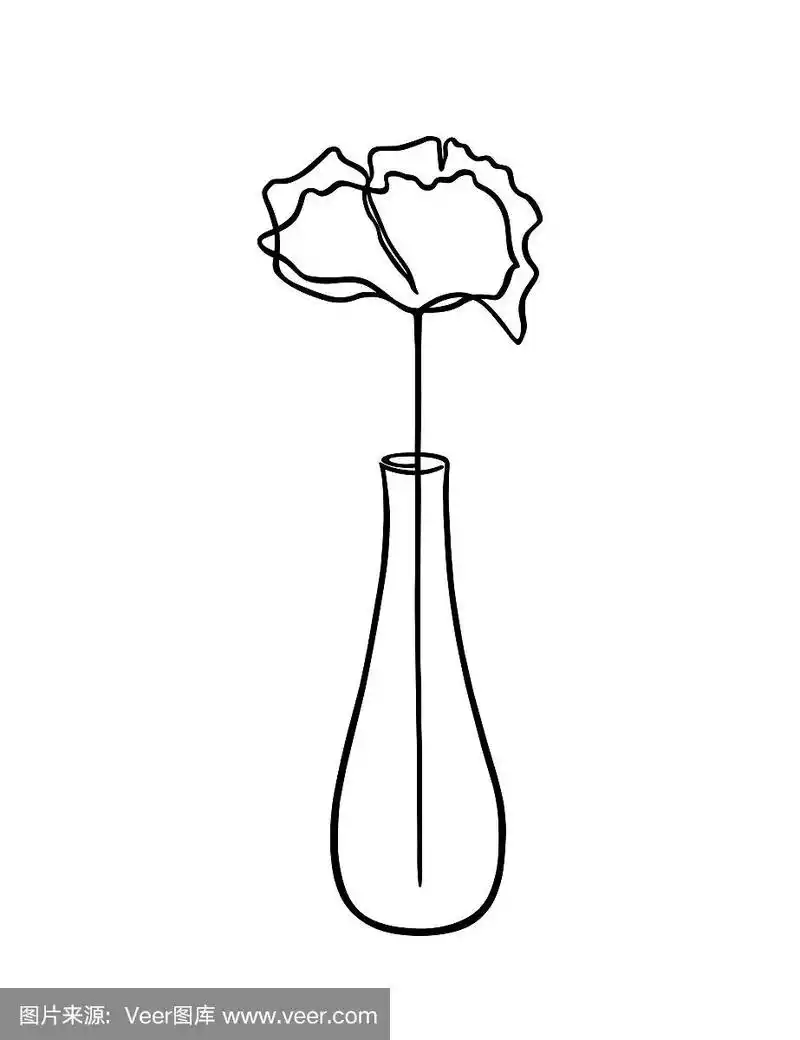 花瓶线条艺术中的花
