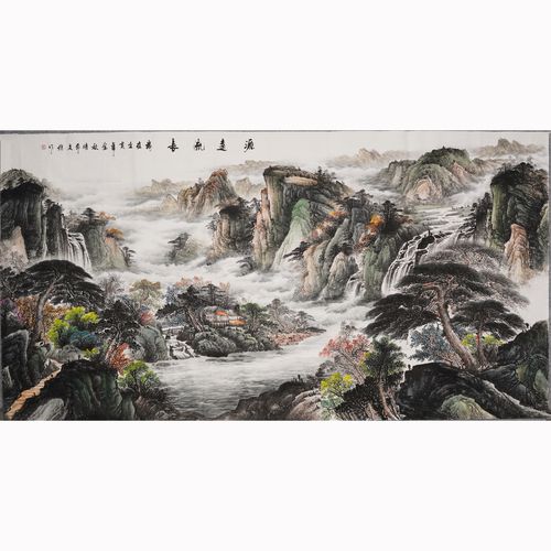 山水画风水靠山客厅聚宝盆