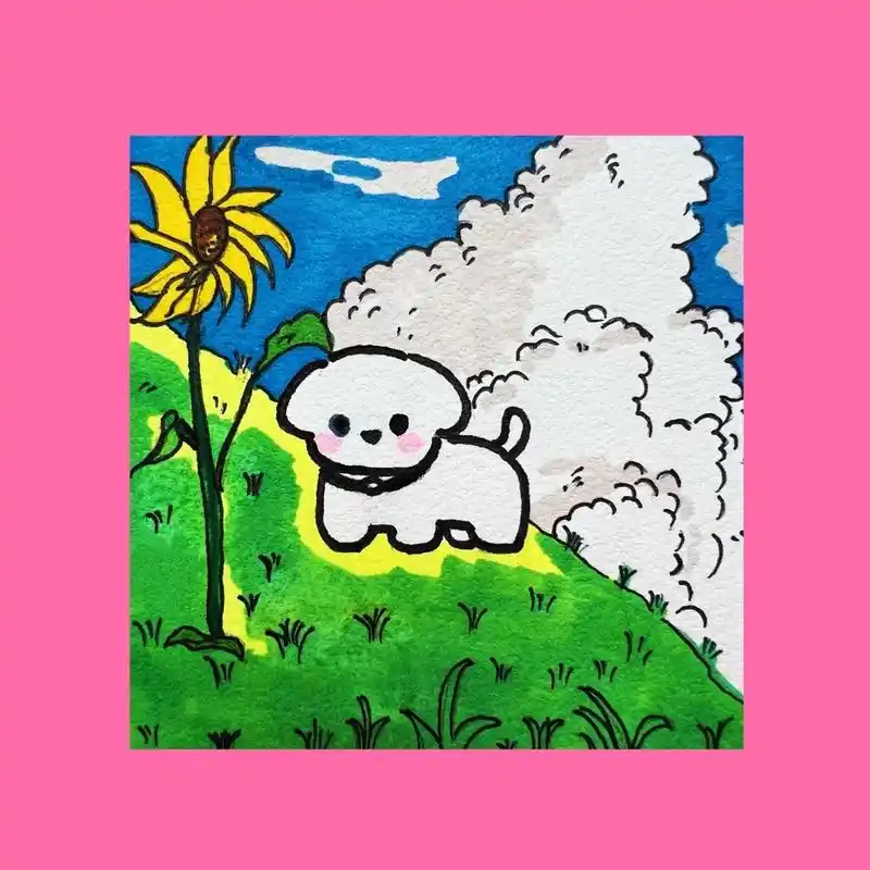 治愈系简易马克笔绘画96-(小狗)狗