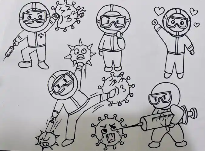 抗疫简笔画汇总