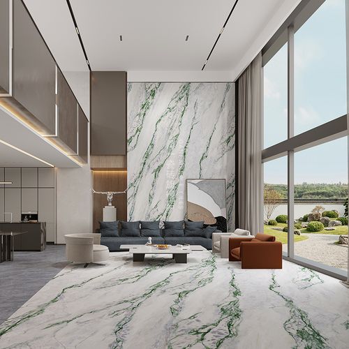 简一客厅新中式大理石瓷砖电视背景墙装饰墙砖 青山远黛