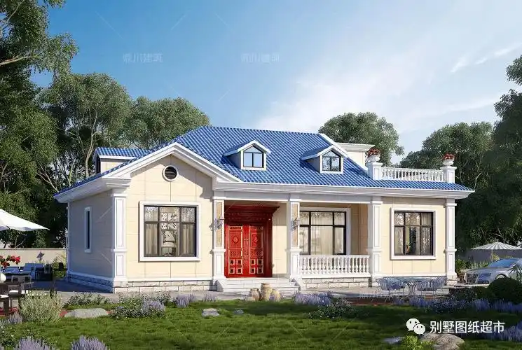 3款一层半农村别墅,比二层省钱又实用,造型简单大方造价低_图纸_设计