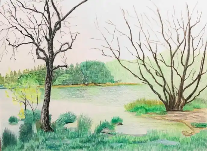 彩铅画风景