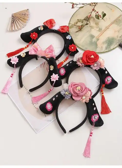 唯坤品牌童装中国风头饰格格发箍儿童古风汉服发饰发卡女童可爱花朵