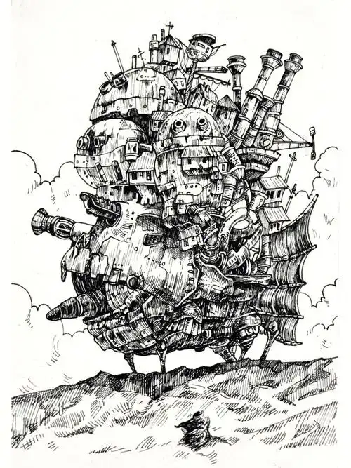 手绘  #哈尔的移动城堡  #宫崎骏  #素描