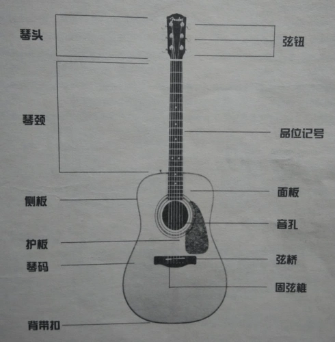 吉他基础知识(各部分名称,材料,吉他种类,发源) 民谣和古典琴的区别