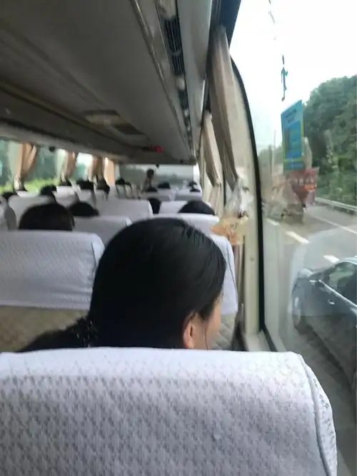 坐在大巴车上,挺导游介绍景区的相关事项