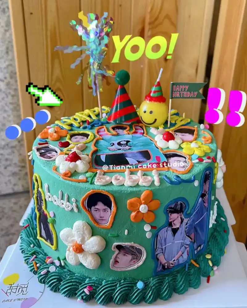 王一博生日蛋糕 #王一博平安喜乐 #王一博 p1模版图(自 - 抖音