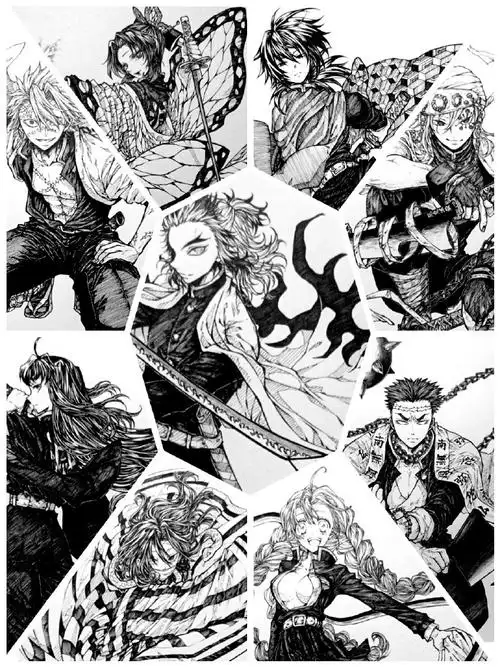 鬼灭之刃#黑白马克笔版九柱依旧很帅呢【p:id=26522848】