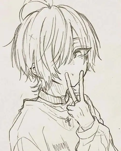 男生为主的动漫线稿不难寒假画画吧