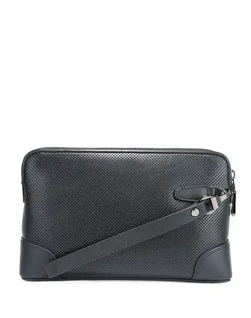 黑色头层牛皮革手拿包