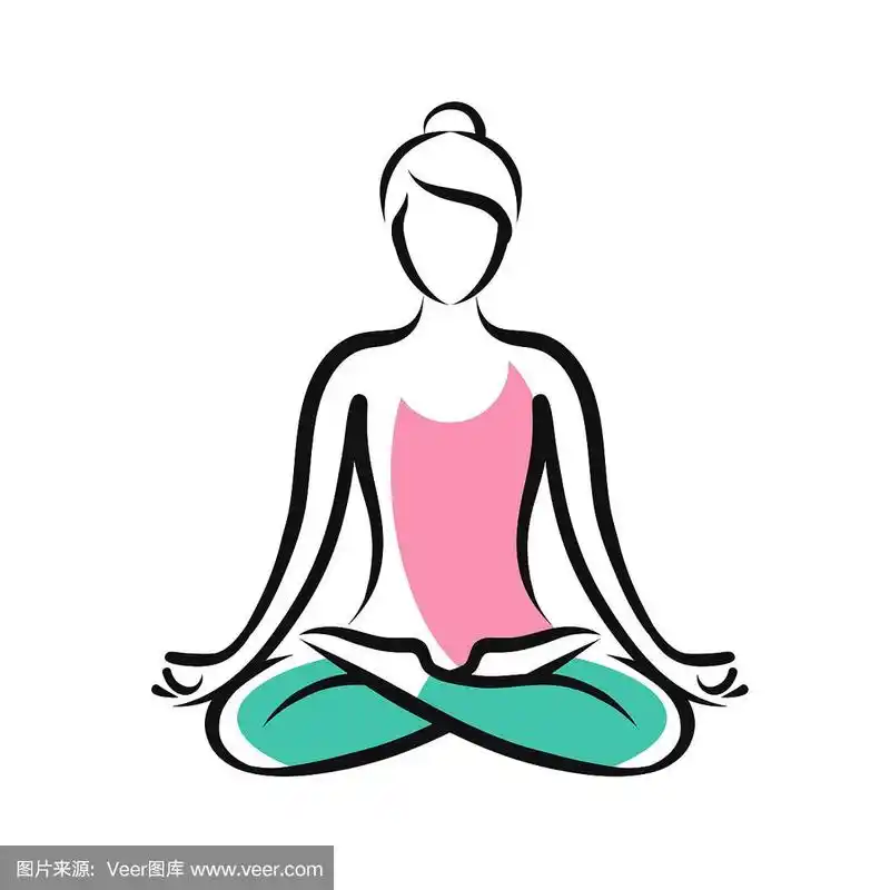 瑜伽,健身标志或标志.矢量图