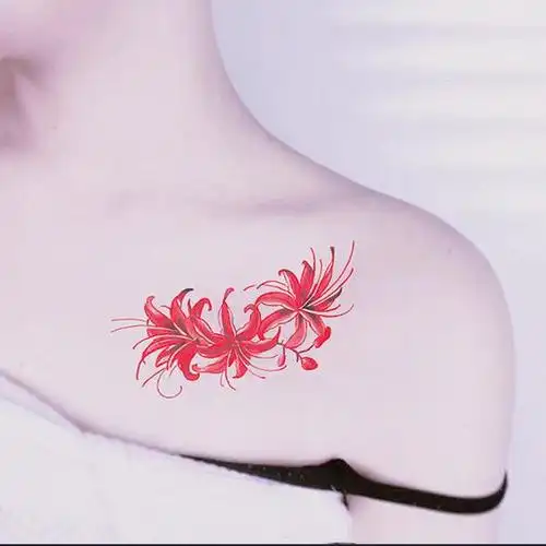 锁骨处漂亮的彼岸花纹身图案(3/7)