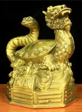 纯铜玄武龙头龟铜龟蛇摆件铜四大龟