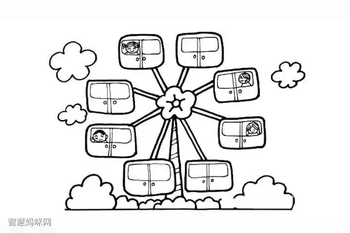 游乐场里的幸福摩天轮简笔画画法幼儿简笔画游乐场游乐场简笔画幼儿