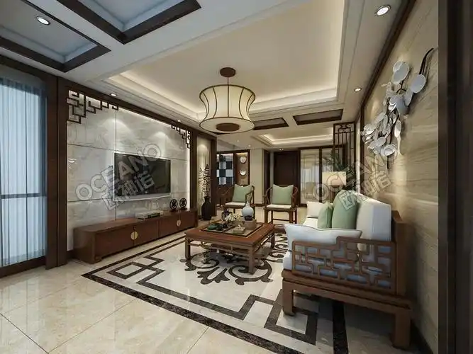 中式客厅瓷砖装修-欧神诺瓷砖效果图