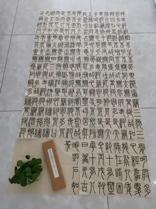 练了一个月的小篆第一遍通临心经和峄山碑