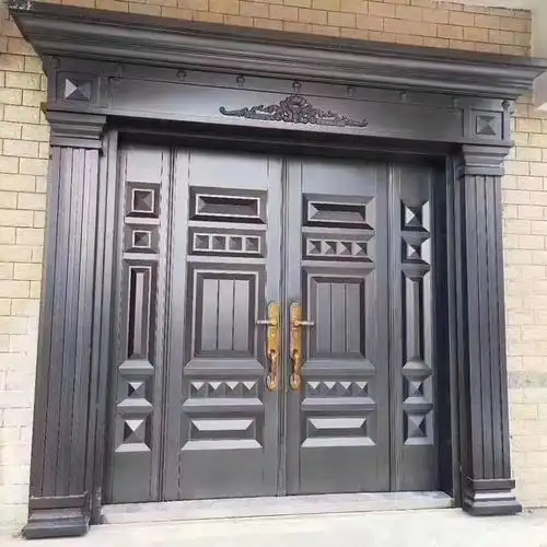 古达定制农村自建房别墅大门双开进户门锌合金入户家用盗乡村庭院仿