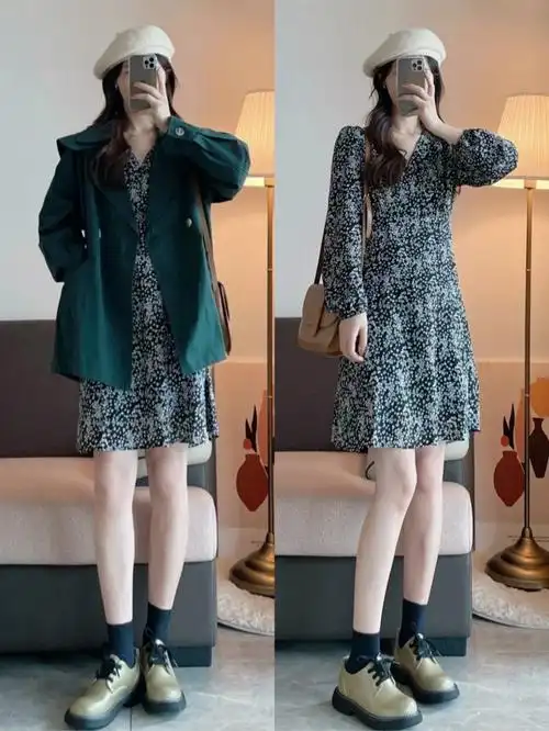 韩系温柔气质叠穿轻熟甜美小女人穿搭