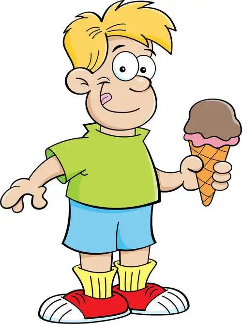 小男孩吃冰棒简笔画