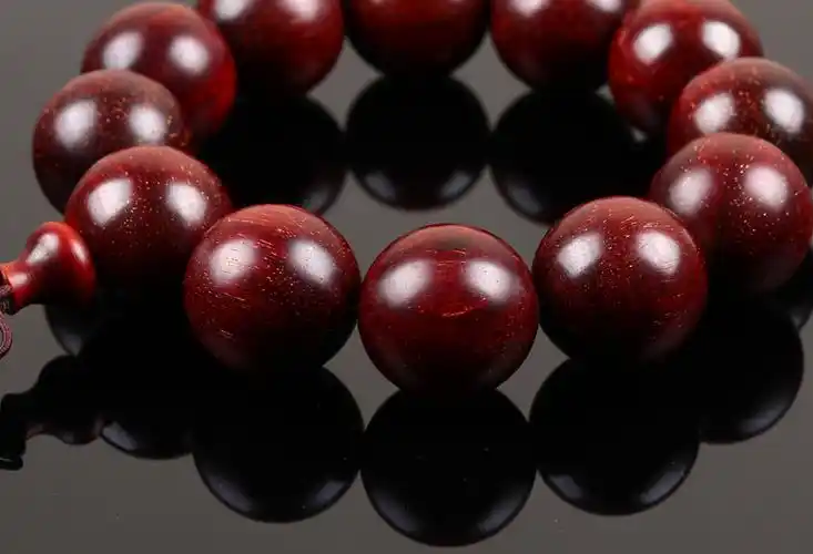 东山寺21mm鸡血红紫檀手链724克保平安佛法加持