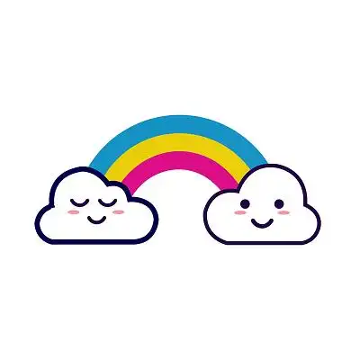 彩虹卡通云彩拱桥式彩虹可爱风彩虹装饰png素材