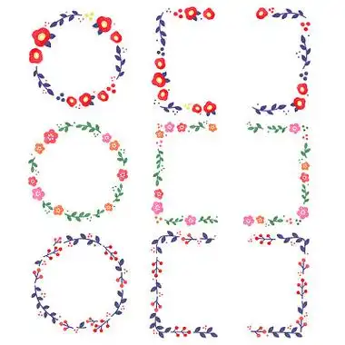 手绘植物边框彩色花朵边框手绘文本框png