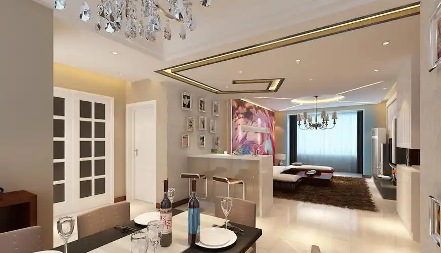 现代餐厅客厅吧台隔断装修效果图