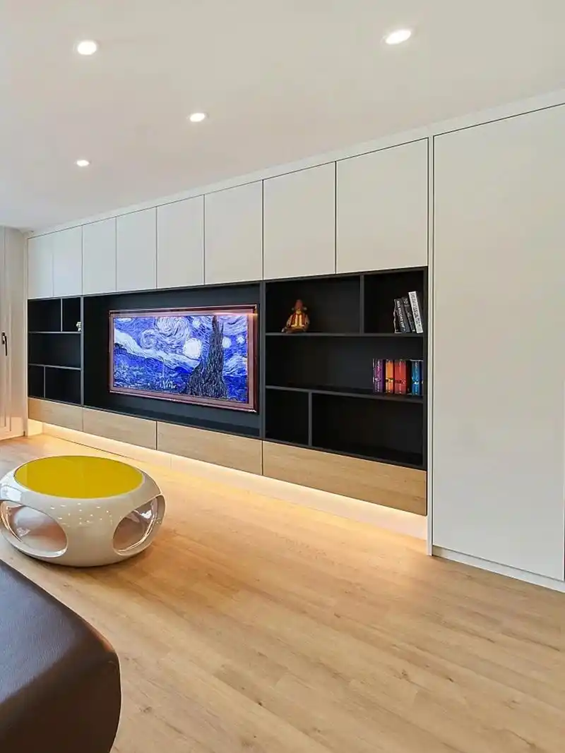 高颜值客厅储物电视柜设计,极简而不失细节#全屋定制 #电视柜 - 抖音
